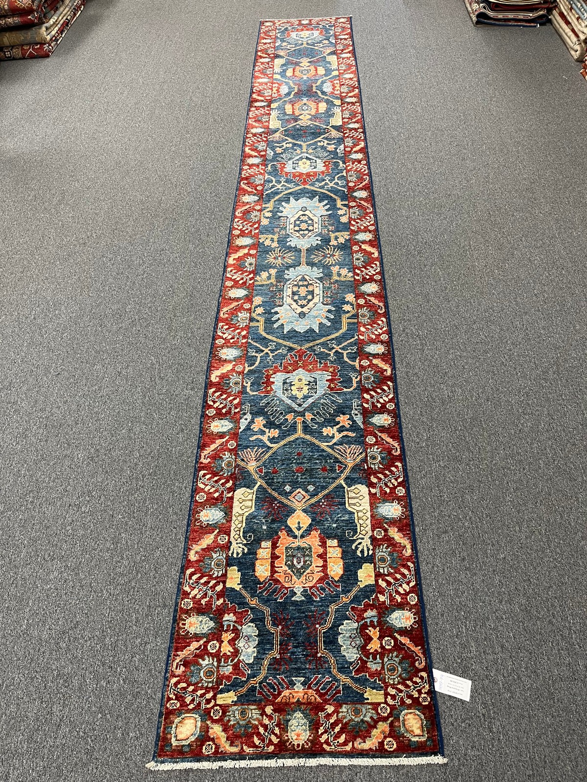2′ 5″X18 Afghan Bijar Handmade Wool Runner Rug # 14197