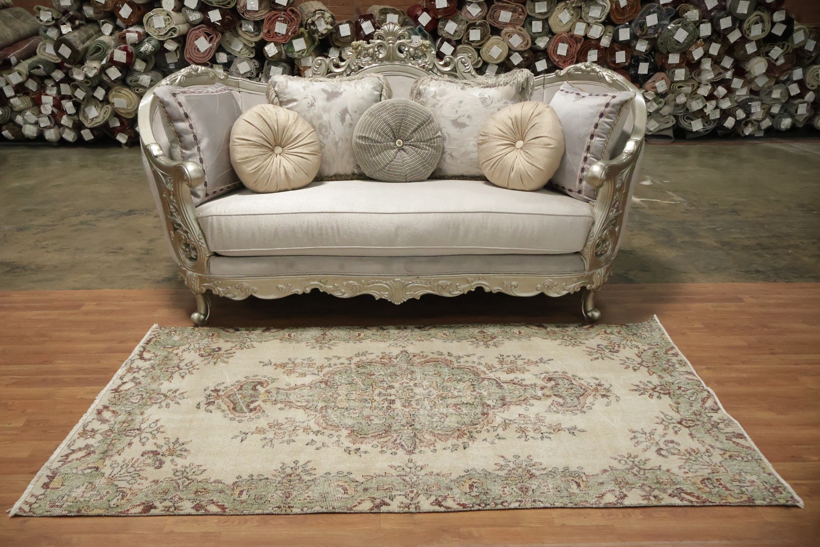 Classic Vintage Floral Rug 4×7 Ft Handmade Distressed Turkish Carpet Bedroom Rug