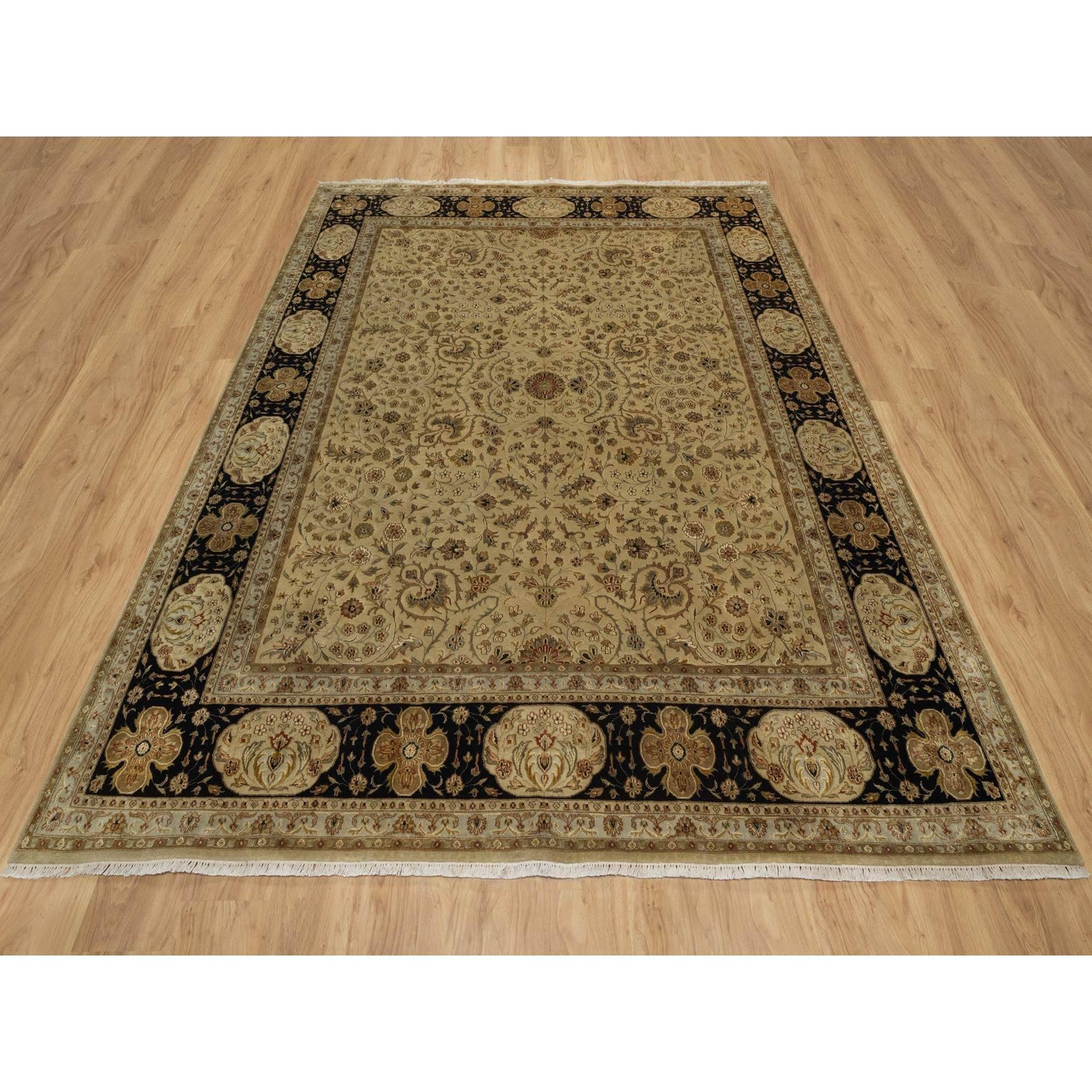 8’x10′ Brown Kishoon Design New Zealand Wool with Silk Hand Knotted Rug R91431