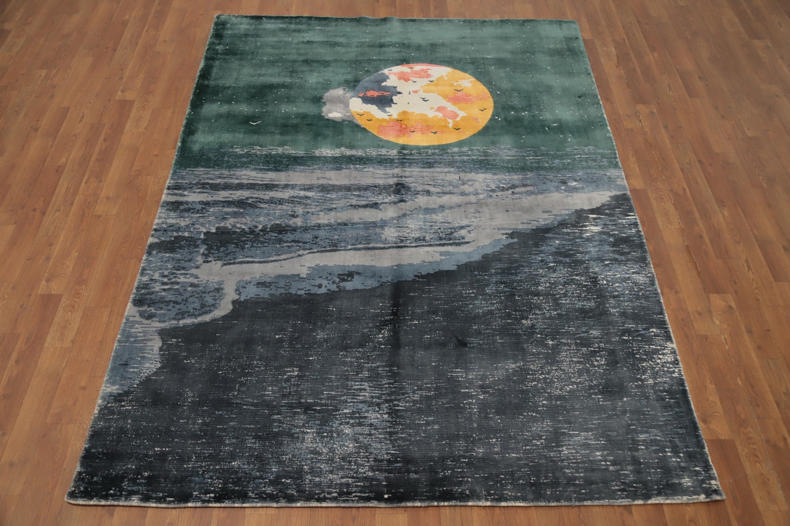Mystical Moonlit Ocean Area Rug 6×8 Handmade Home Decor Modern Carpet
