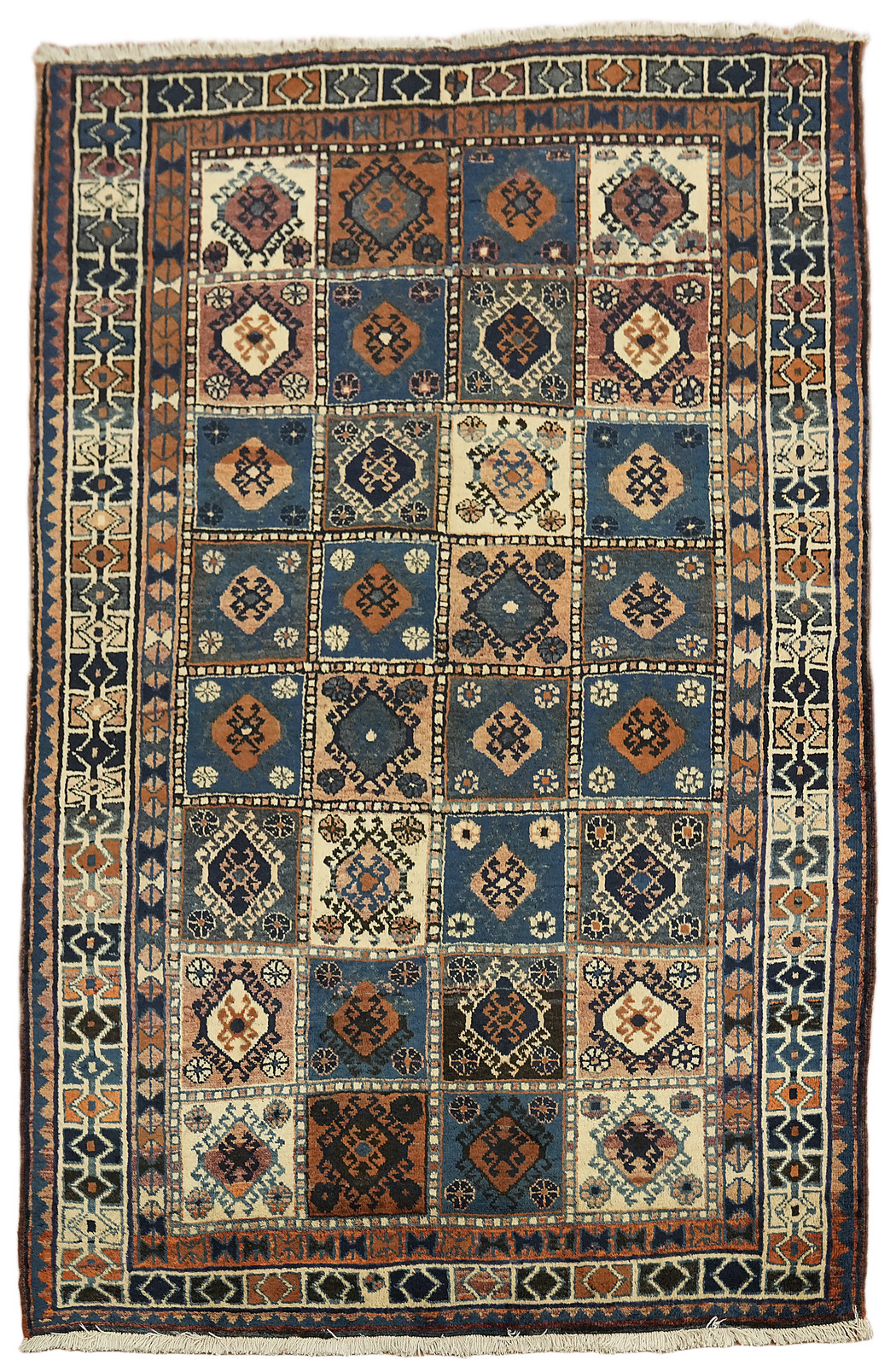 5×7 All-Over Geometric Hand-Knotted Wool Area Rug in Multicolor Hues
