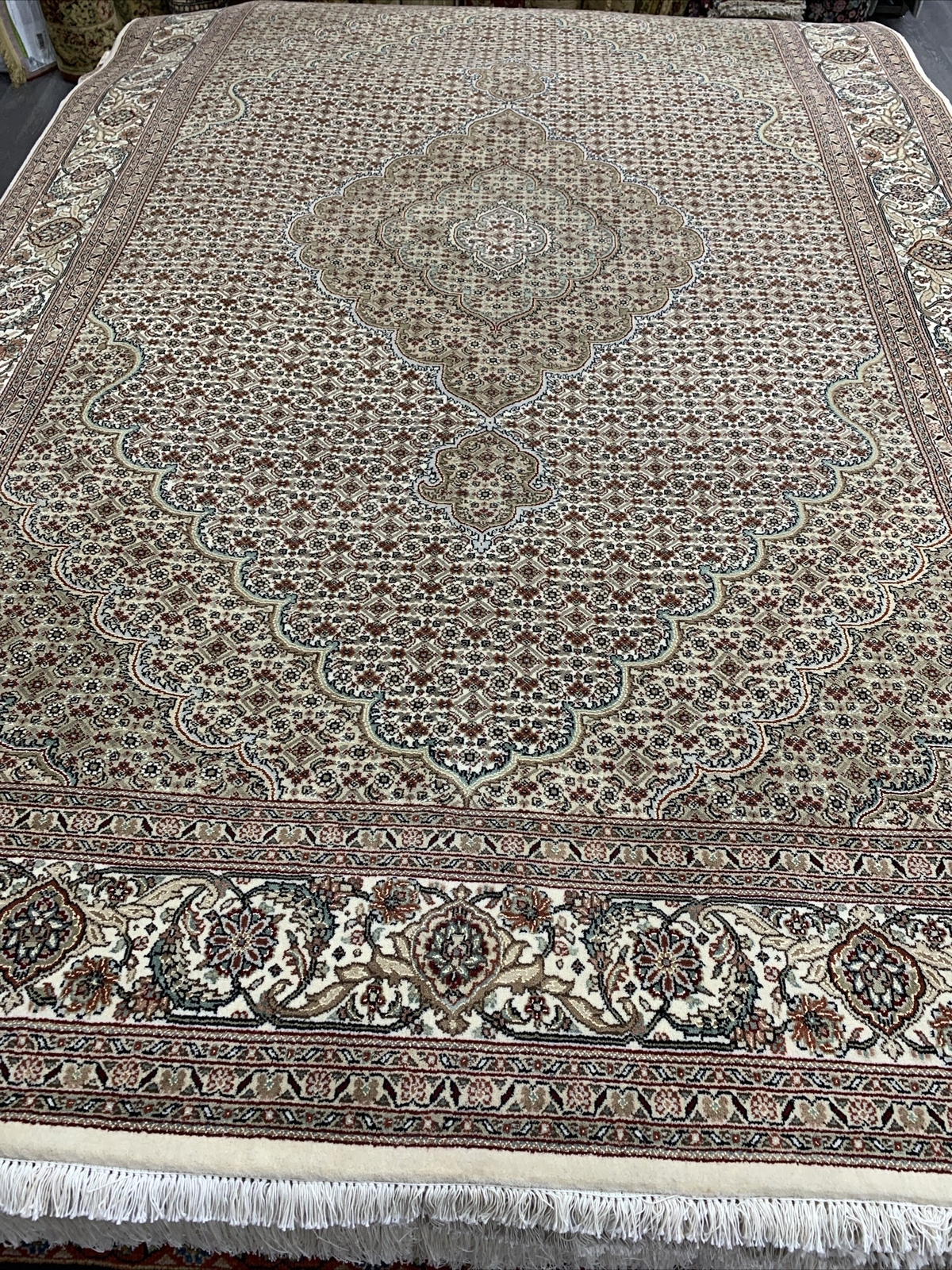 SUPER HAND KNOTTED ORIENTAL RUG FISH HERATI 6’ X 9’ 2” WOOL & SILK SKU # C23257