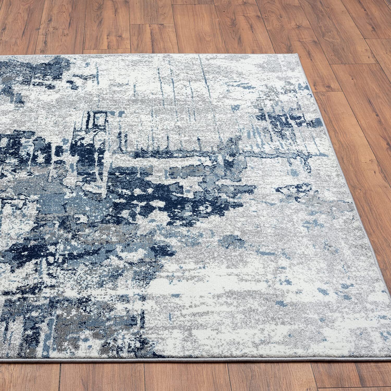 Contemporary Area Rug Blue Abstract Modern Rug Top Quality Carpets Premium Rugs