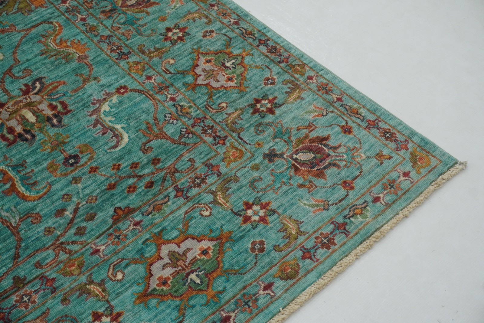 6×8 ft Turquoise Blue Afghan Hand Knotted Wool Oriental Rug