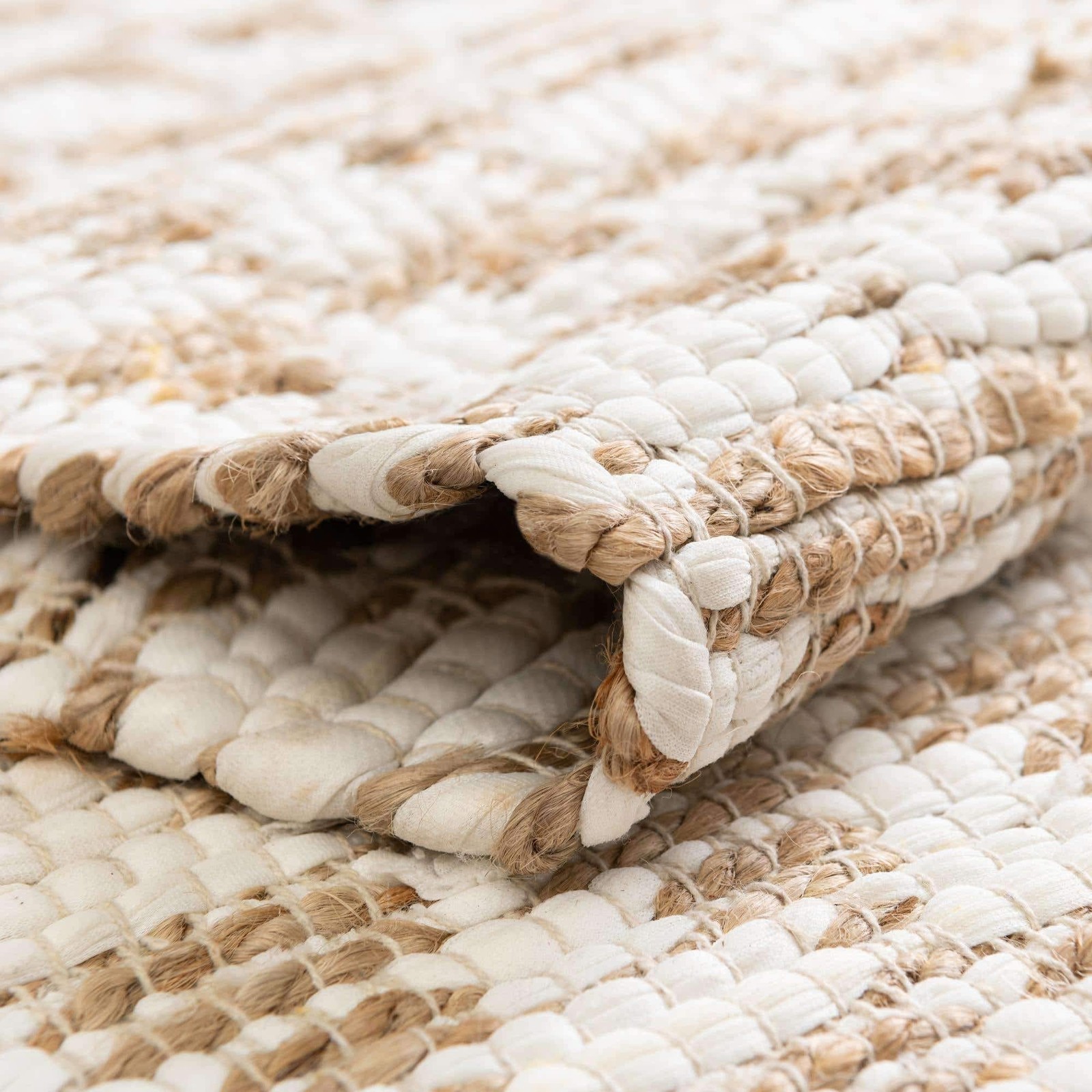 Unique Loom Chindi Jute Collection Area Rug 4 1 X 6 1 Rectangle White/ Natural