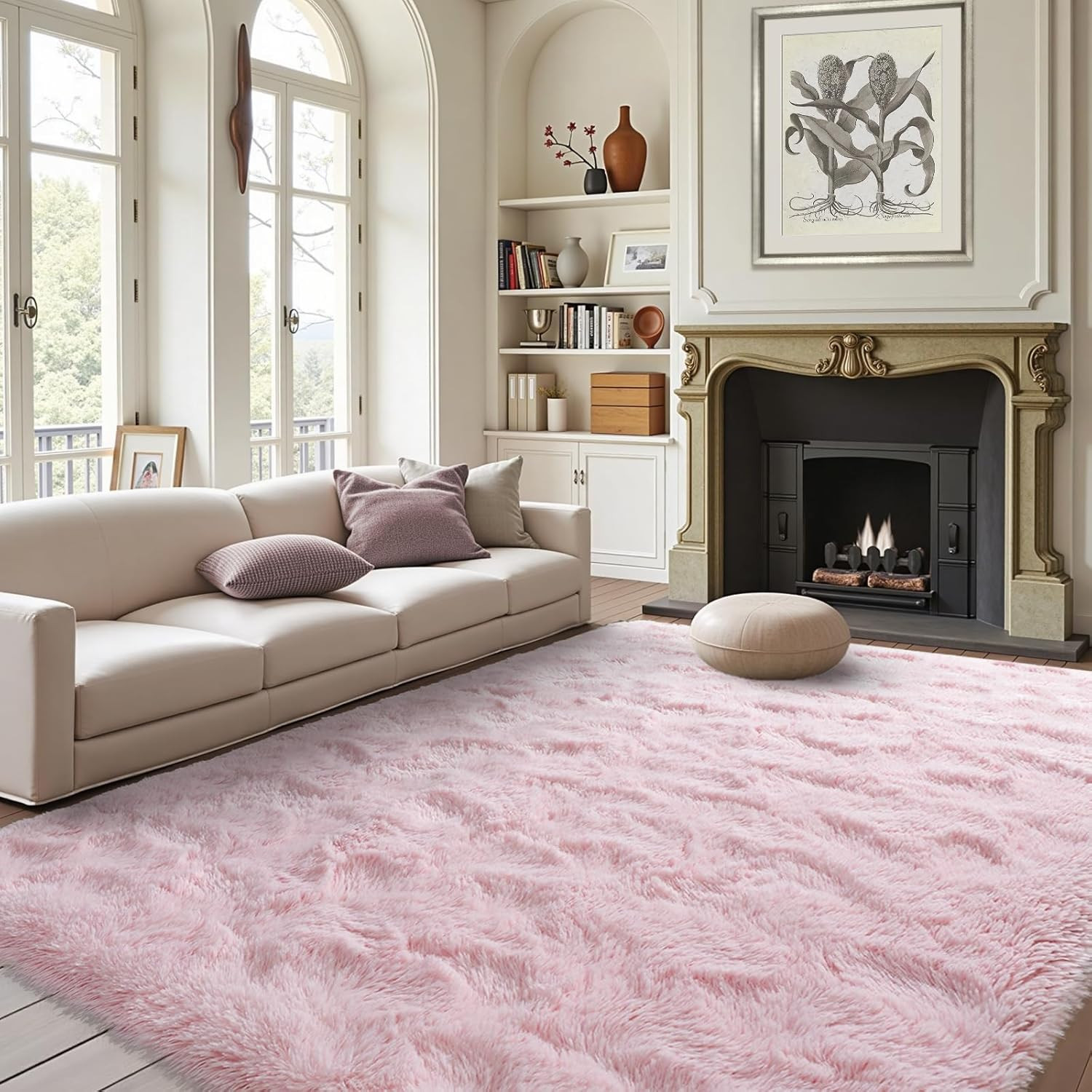 Alfombras rosas suaves para dormitorio y sala de estar, 1,2 x 1,8 m, modernas, p