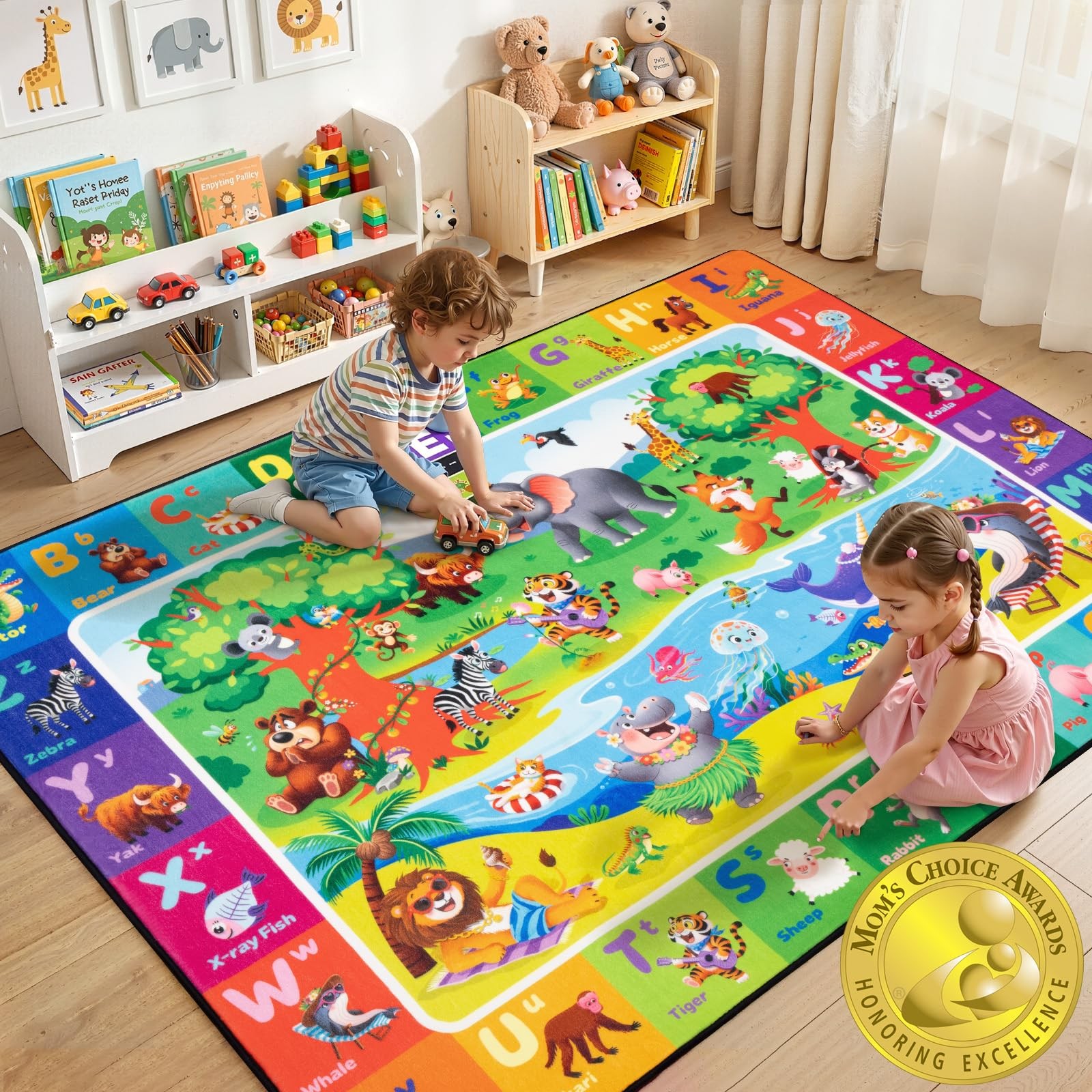 Kids Rug for Playroom 3×5 ft 4×6 ft 5×7 ft 6×9 ft – Soft Non-Slip Educational