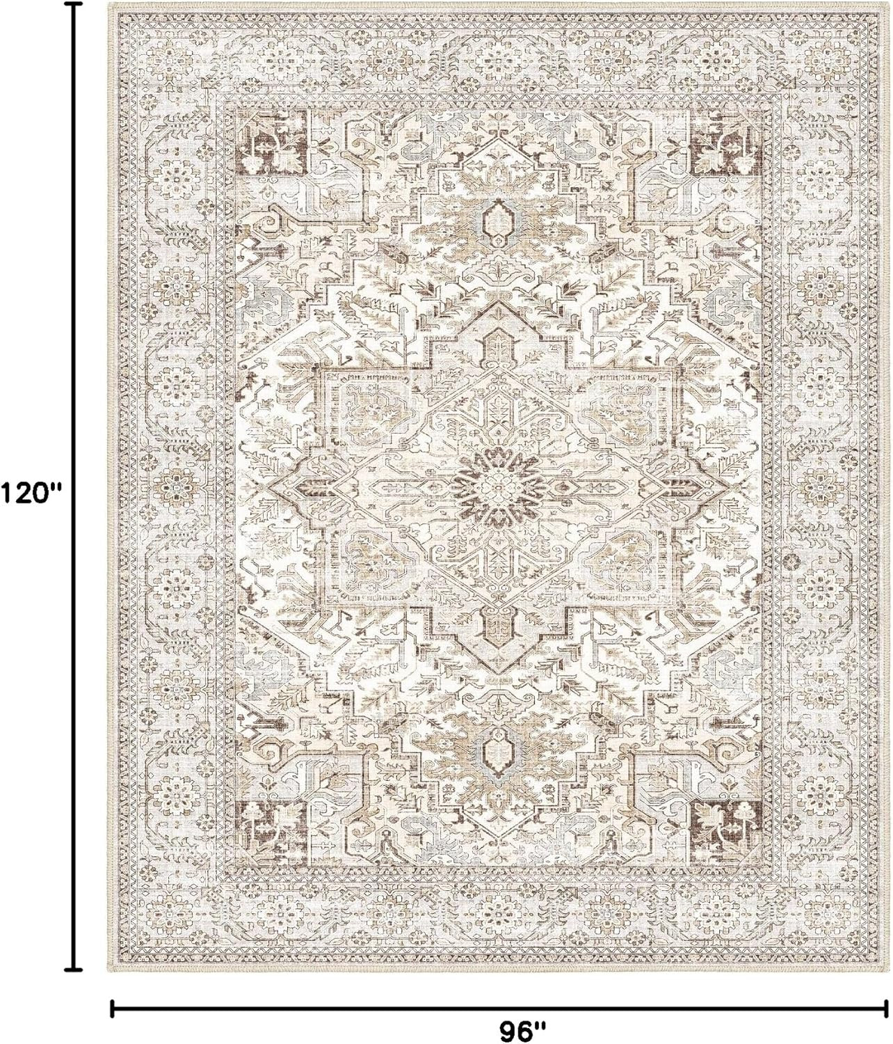 Luxury 8×10 Vintage Area Rug – Soft, Washable, Non-Slip for Home & Office