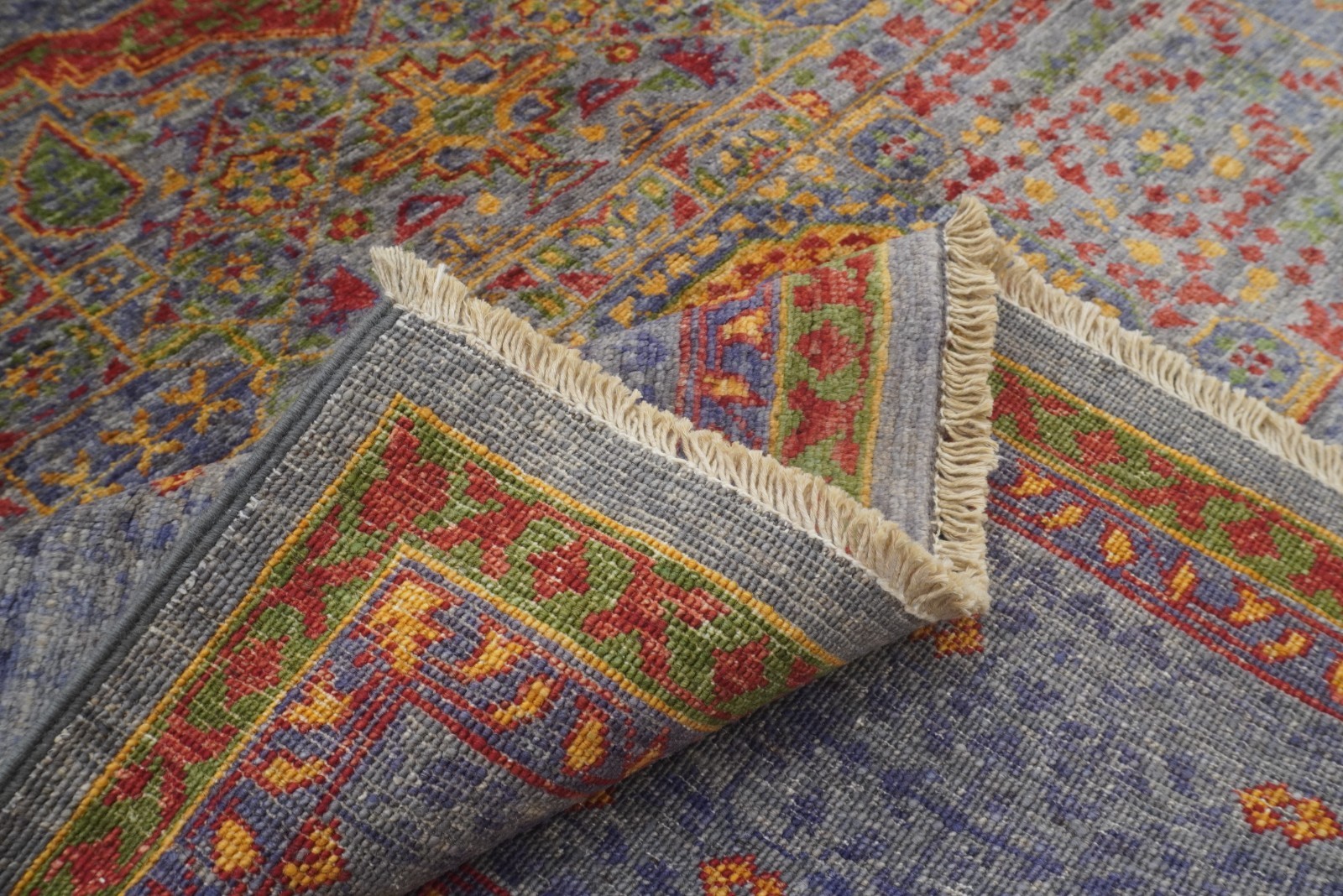 5×7 ft Gray Mamluk Afghan Hand Knotted Wool Medallion Rug