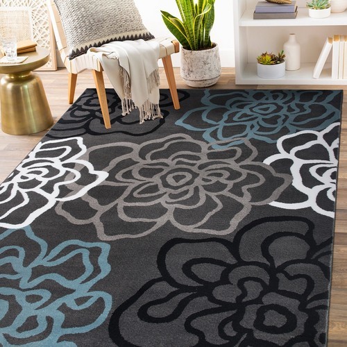 Rugshop Area Rug Contemporary Modern Floral Flowers Carpet Rugs for Living Room