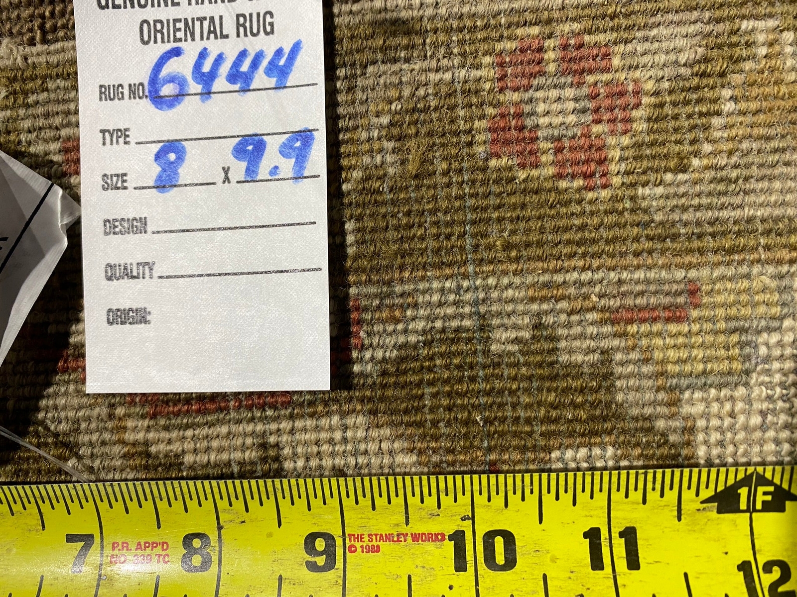 8′ x 10′ OLIVE New Handmade Agra Rug Natural Wool # F-6444