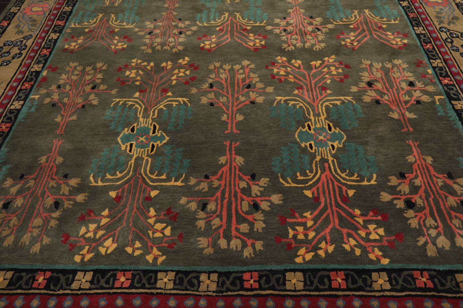Donegal Arts & Crafts Handmade 100% Wool Area Rug Dark Gray/Green 8′ x 10′