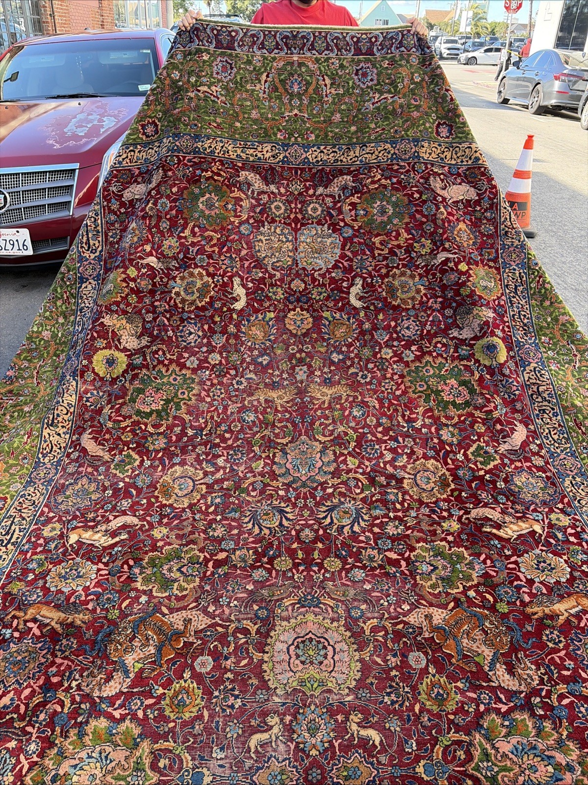 Auth: Antique Lavar Rug Spiral Tendril Classical Era Masterpiece 10×19