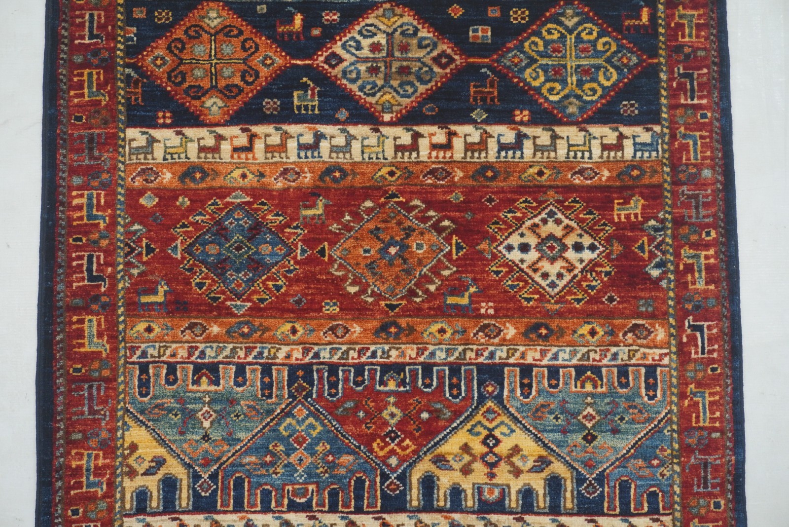 3×4 ft Navy Blue Gabbeh Afghan Hand Knotted Tribal Area Rug