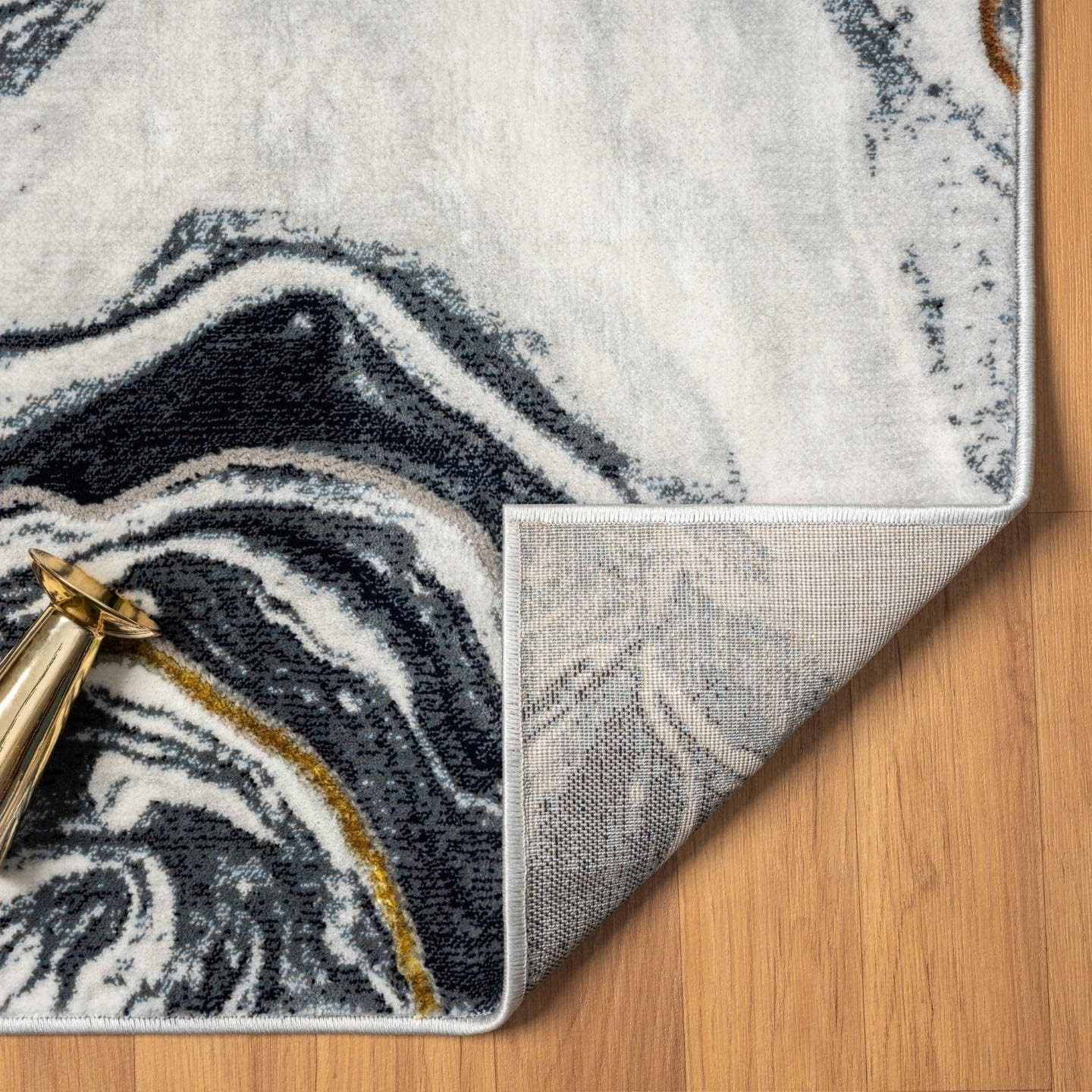 Marble Abstract Pattern Blue 9X12 Area Rug