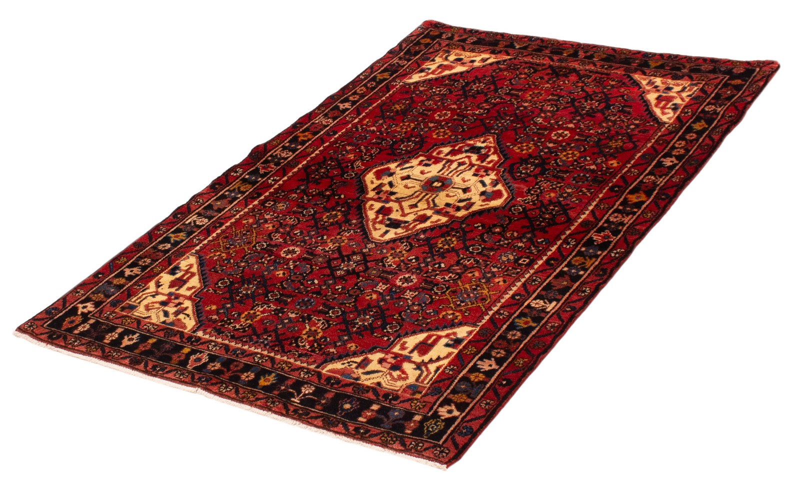 Vintage Red Traditional 4’5″ x 6’8″ Hand-Knotted Oriental Wool Area Rug