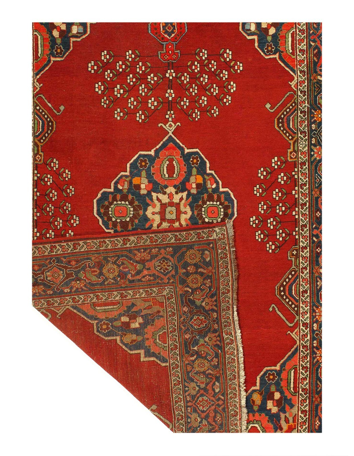 Red Color Fine hand knotted Vintage Kurd rug 4’8” X 6’8”