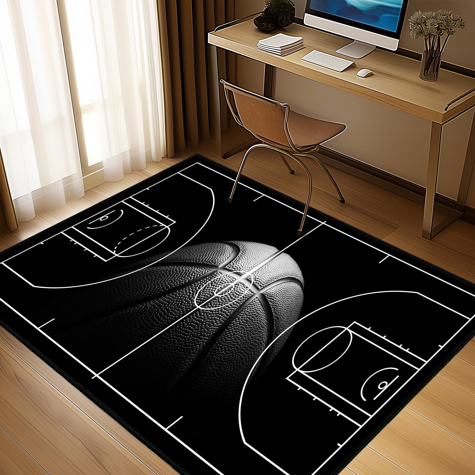 Basketball Rug for Bedroom Area Rug 5×7 Washable Sports Area Carpet Non Slip …