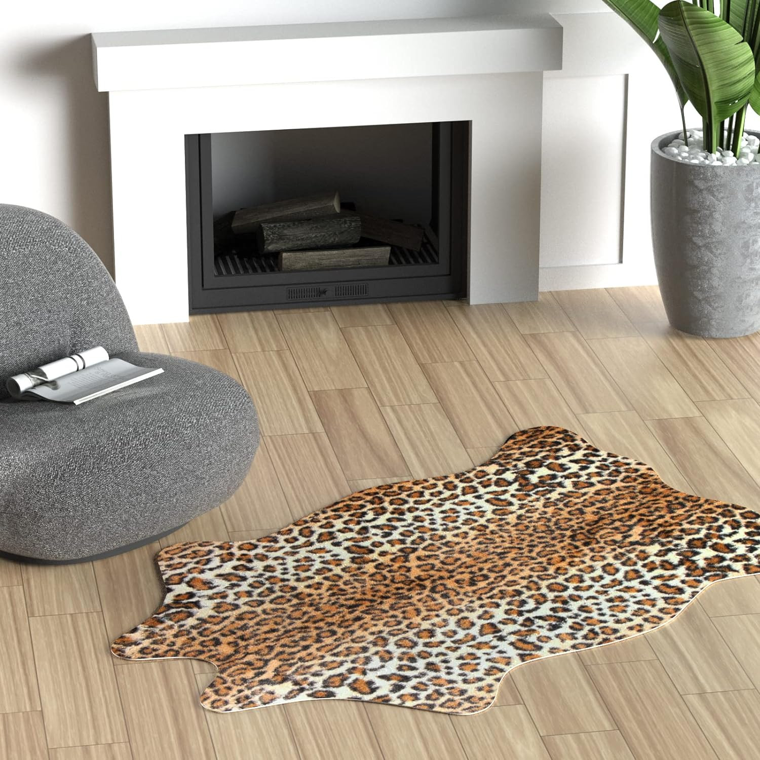 Leopard Rug Cheetah Print Rugs Western Decor for Living Room Bedroom Faux Animal