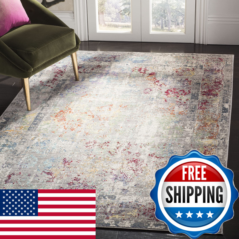 Safavieh Mystique Collection Area Rug – 5 X 8 Grey Multi Oriental Boho
