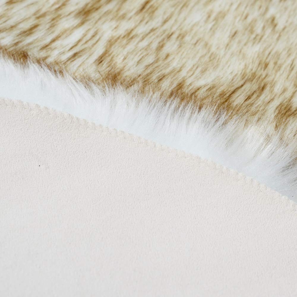 Faux Sheepskin Chair Cover Seat Cushion – Rectangle 2x3ft White Brown Tips Pl…