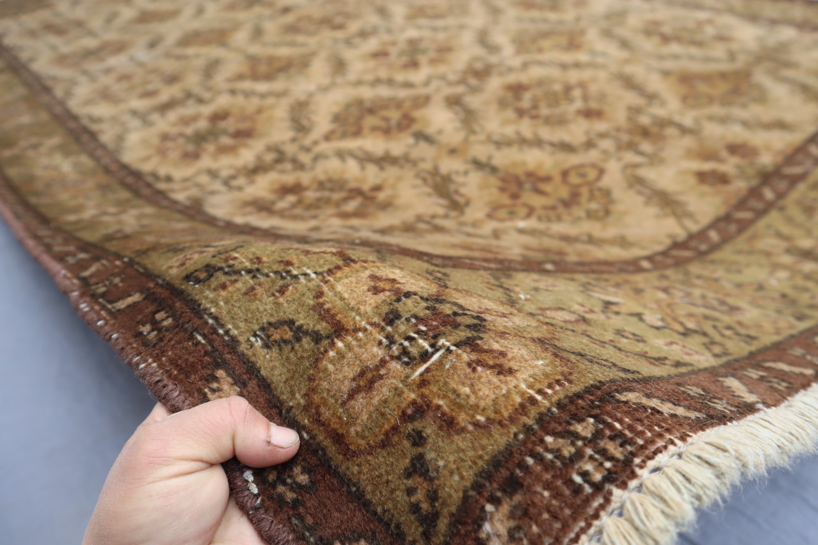 5’6×7’8 ft Oushak Rug, Afghan Handmade Beige Green Rug for Bedroom, Kitchen Rug