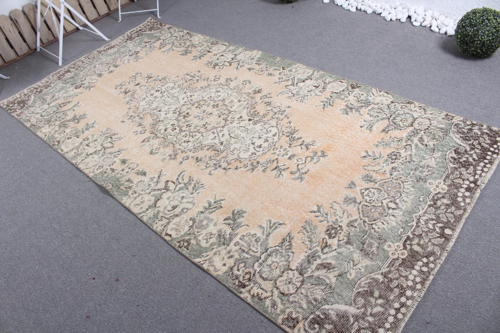 4,4×8,9 ft Area Vintage Rug, Orange Southwestern Turkish Rug