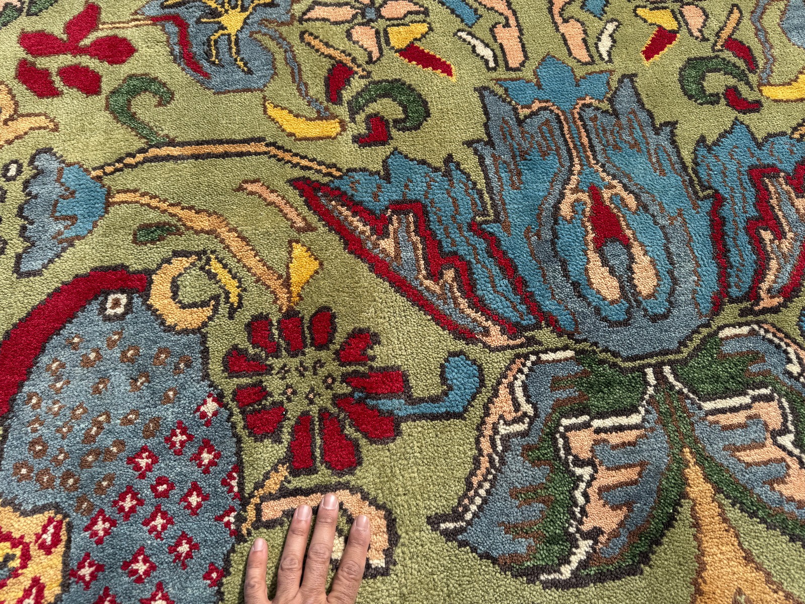 9×12 GREEN HANDMADE ORIENTAL RUG wool handwoven oushak new blue colorful tribal
