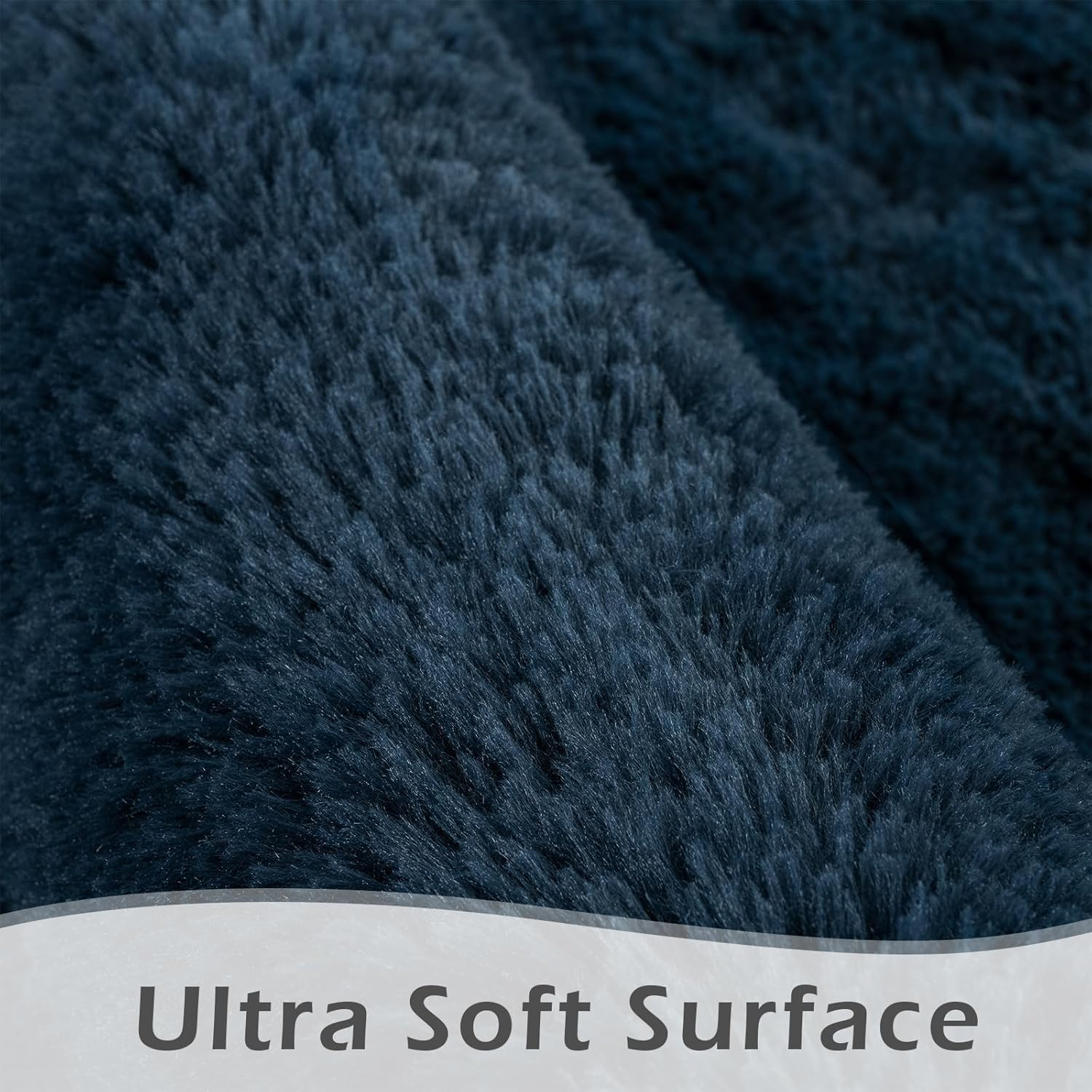 Przemy Fluffy Runner Rug for Bedroom Living Room, 2X6 Feet Navy Blue Shag Area R