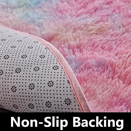 Round Rug Ultra-Soft Plush Modern 4×4 Circle Area Rug for 4×4 Feet Rainbow