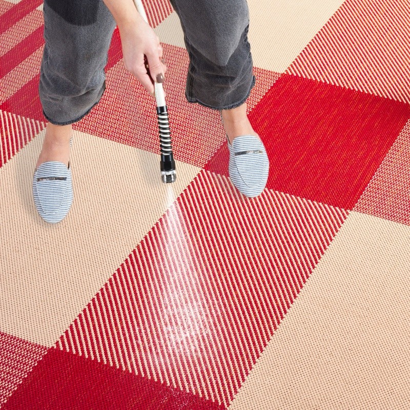 Indoor Outdoor Plaid Runner Rug Waterproof Medium Pile Durable Easy Clean Design