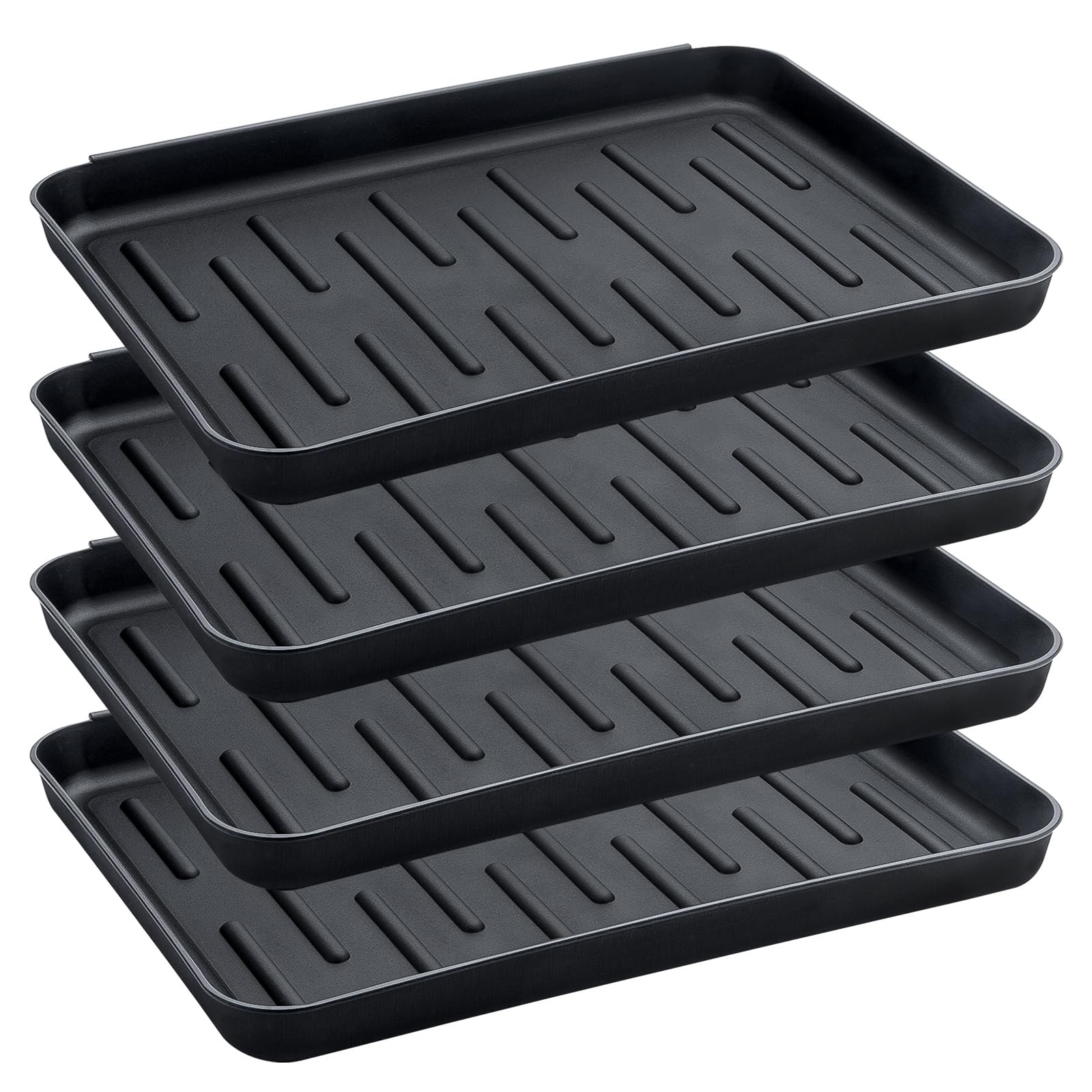 Boot Tray for Entryway Indoor, 4 Pack Plastic Shoe Mat Small Wet Shoe Tray wi…