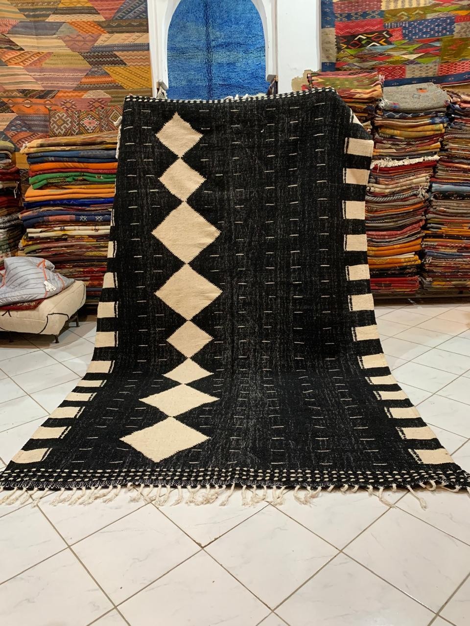 Large Berber Handmade Moroccan Rug Wool Area Rug For Living Room Carpet.