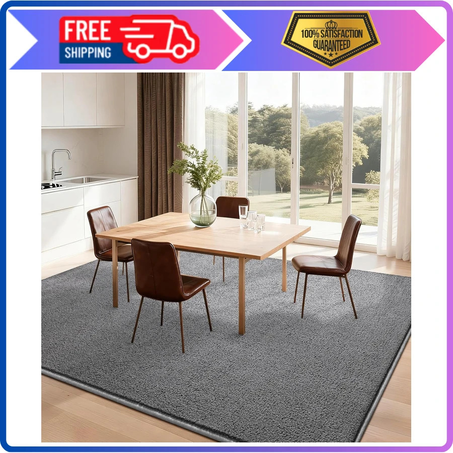 4×6 Ft Grey Area Rug Memory Foam Non Slip Modern Indoor Carpet Bedroom Living…