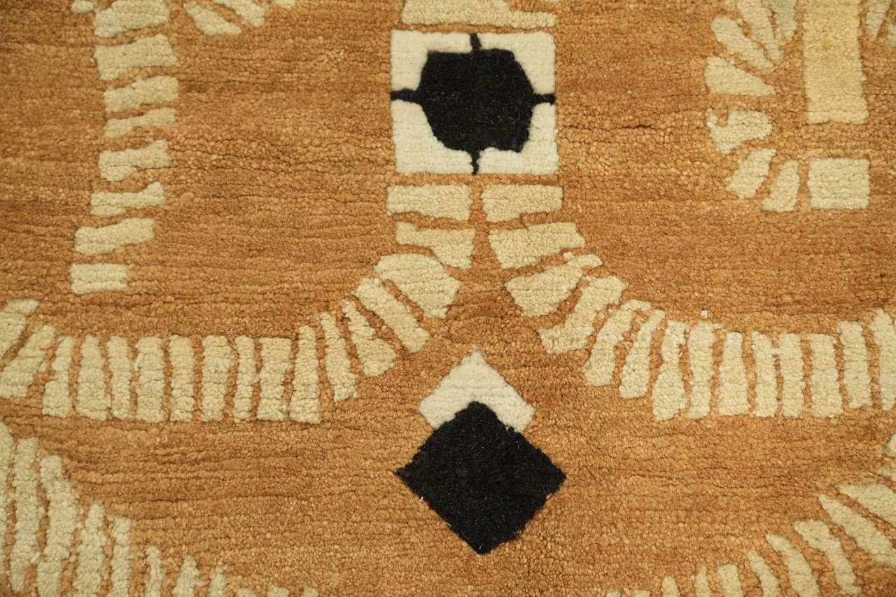 15×11 Rust Ivory Modern Geometric Hand-Knotted Wool Nepalese Area Rug
