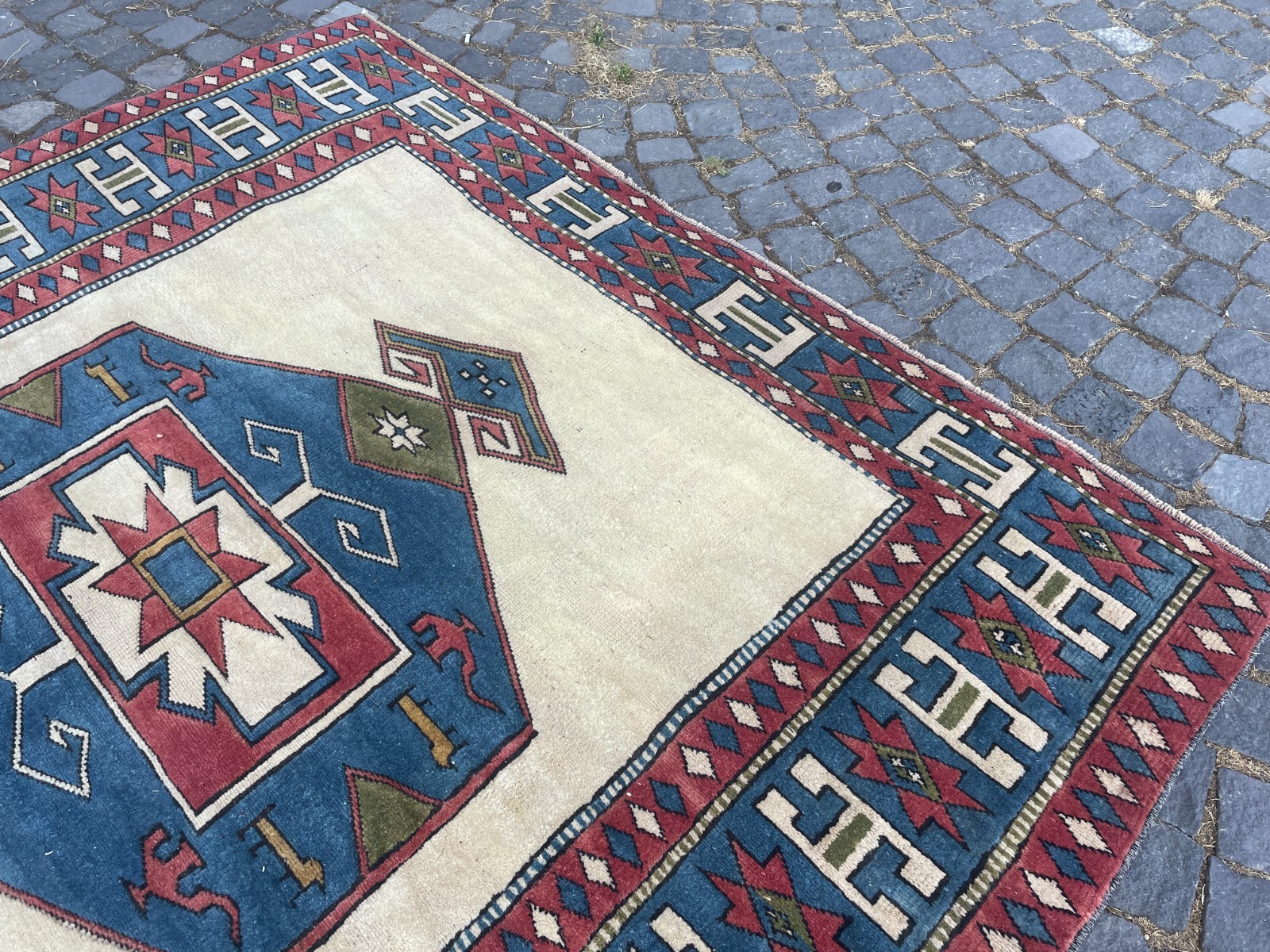 Bohemian Area Rug Handmade Wool Rug Turkish Vintage Traditional Rug 6,3 x 6,1 ft