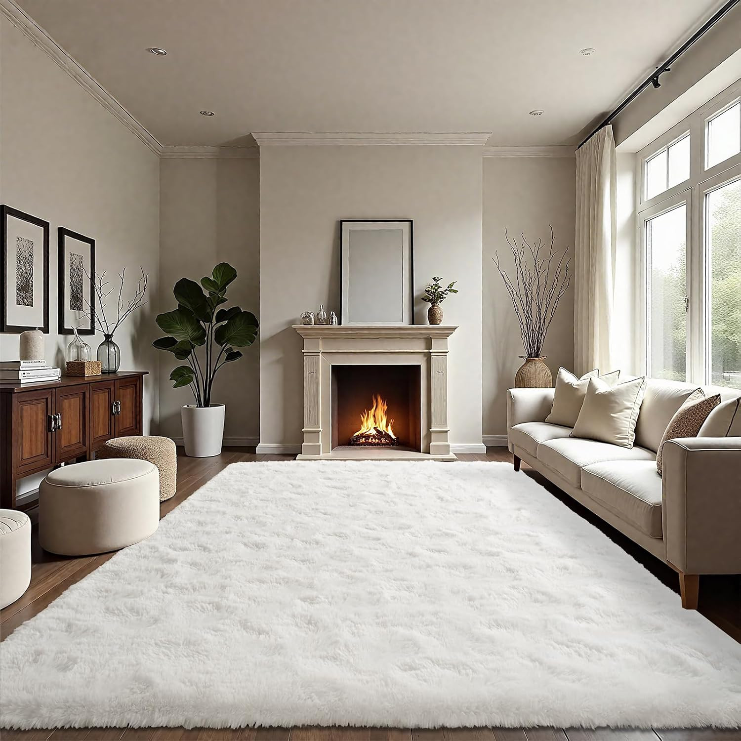 Ultra Soft Indoor Modern Area Rugs Fluffy Living Room Carpets for Children Bedro