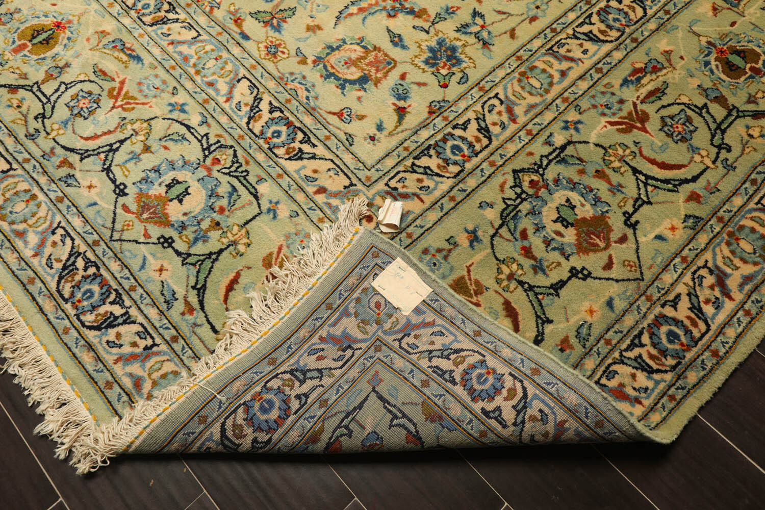 Antique Palace Hand Knotted 100% Wool Kashaan Traditional Area Rug Celadon