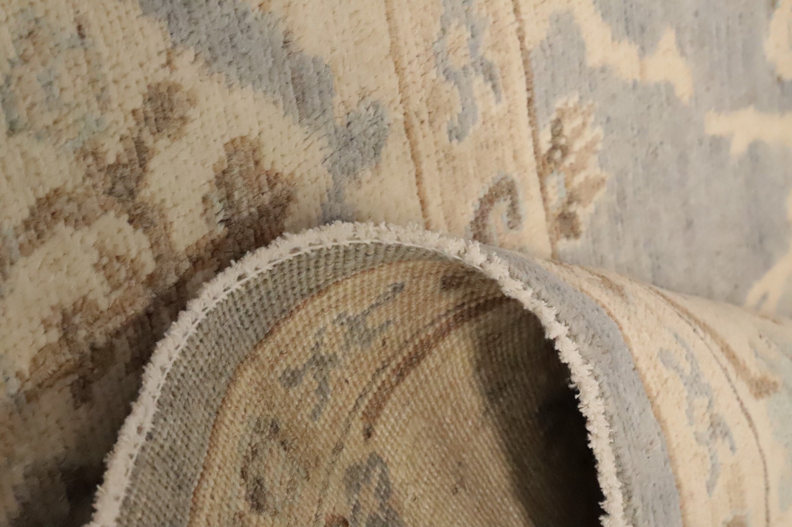 Gray Oushak Vegetable Dye Area Rug 8×9 Handmade Wool All-Over Pattern Carpet