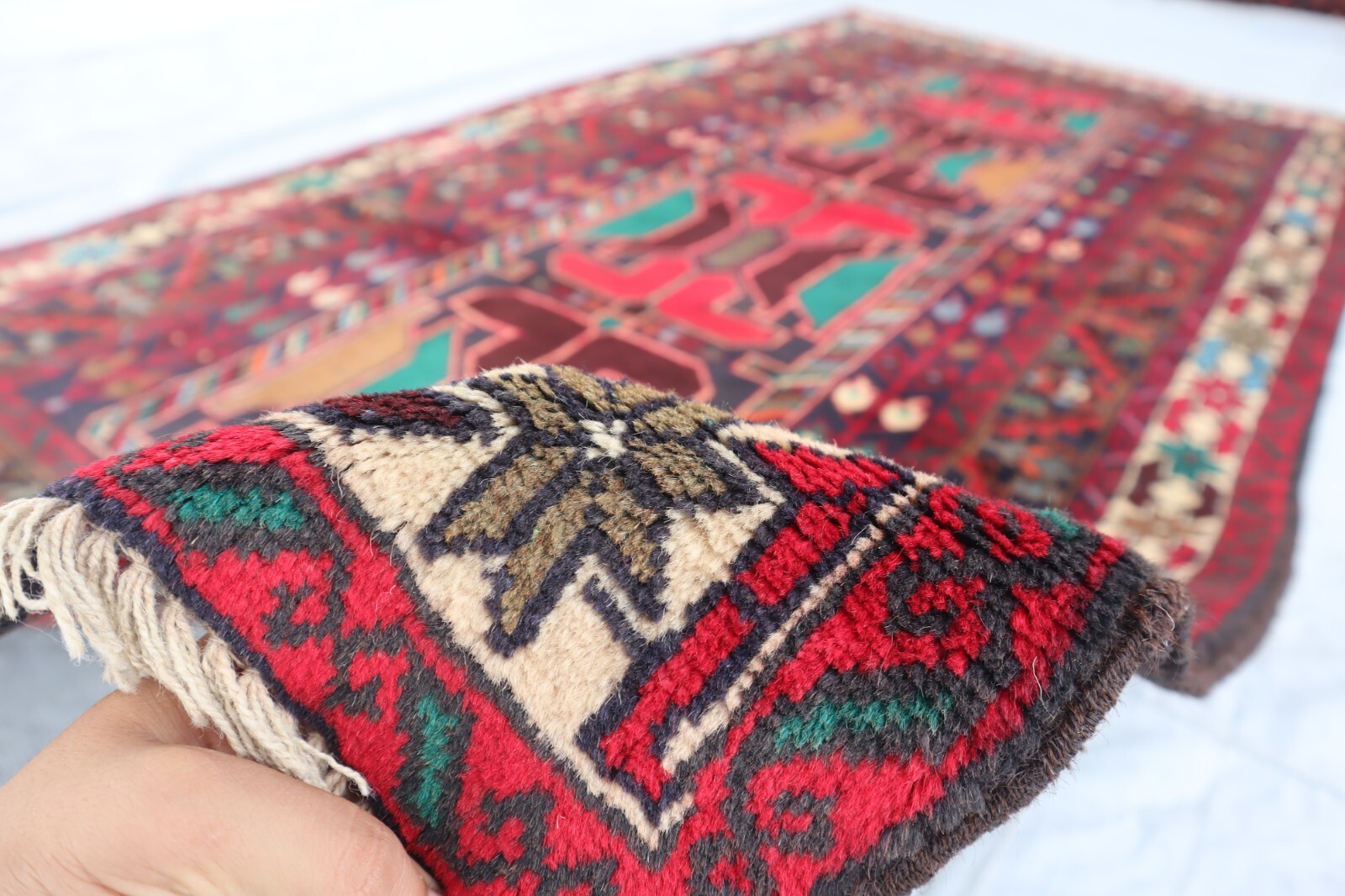 4×8 ft Afghan Hand Knotted Oriental Rug- Office Rug Living Room Rug- Tribal Rug