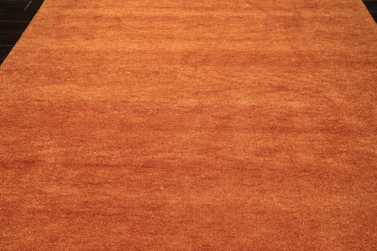 Multi Size Hand Woven 100% Wool Burnt Orange Modern Plush Pile Solid Area Rug