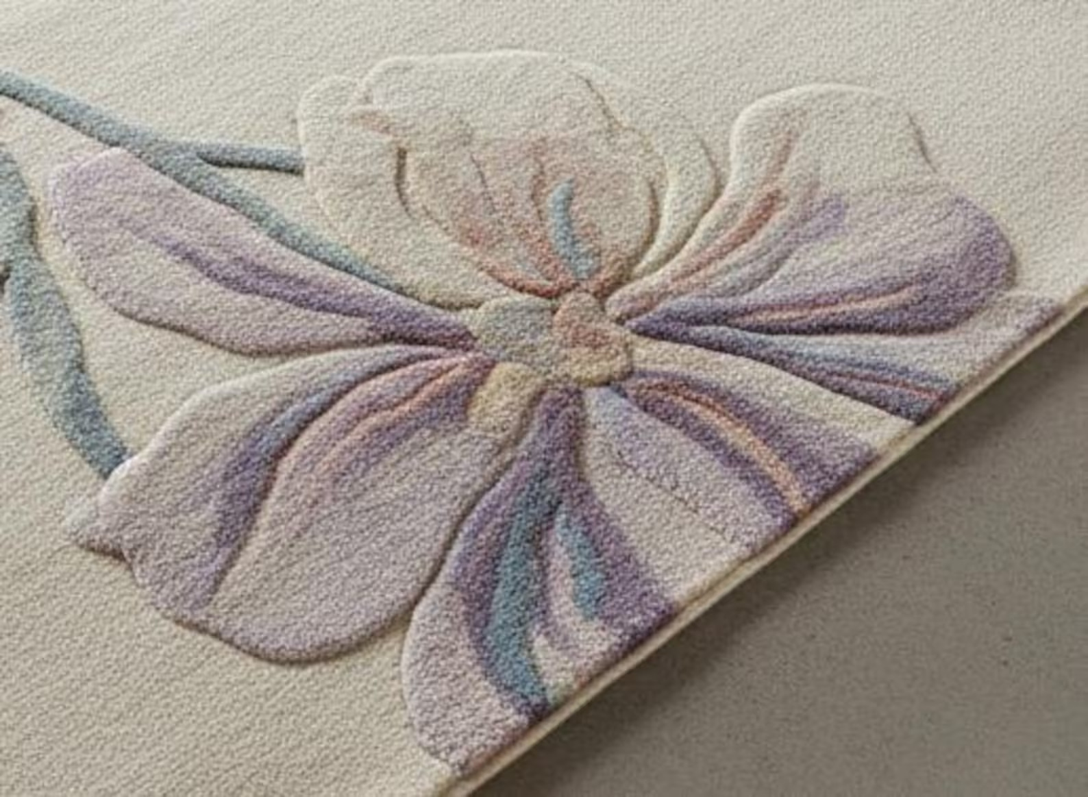Hand-Tufted Wool Pastel Flower Rug Modern Design Carpet Hall Room