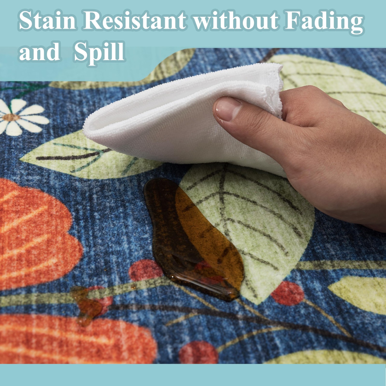 Area Rugs Floral, Non-Slip Machine Washable Wear-Resistant, Ultra Soft for Li…