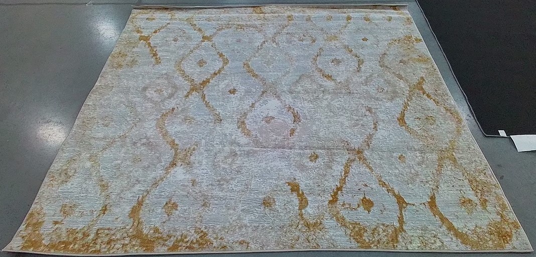 IVORY / GOLD 6′-7″ x 6′-7″ Back Stain Rug, Reduced Price 1172806423 MDW527A-7SQ