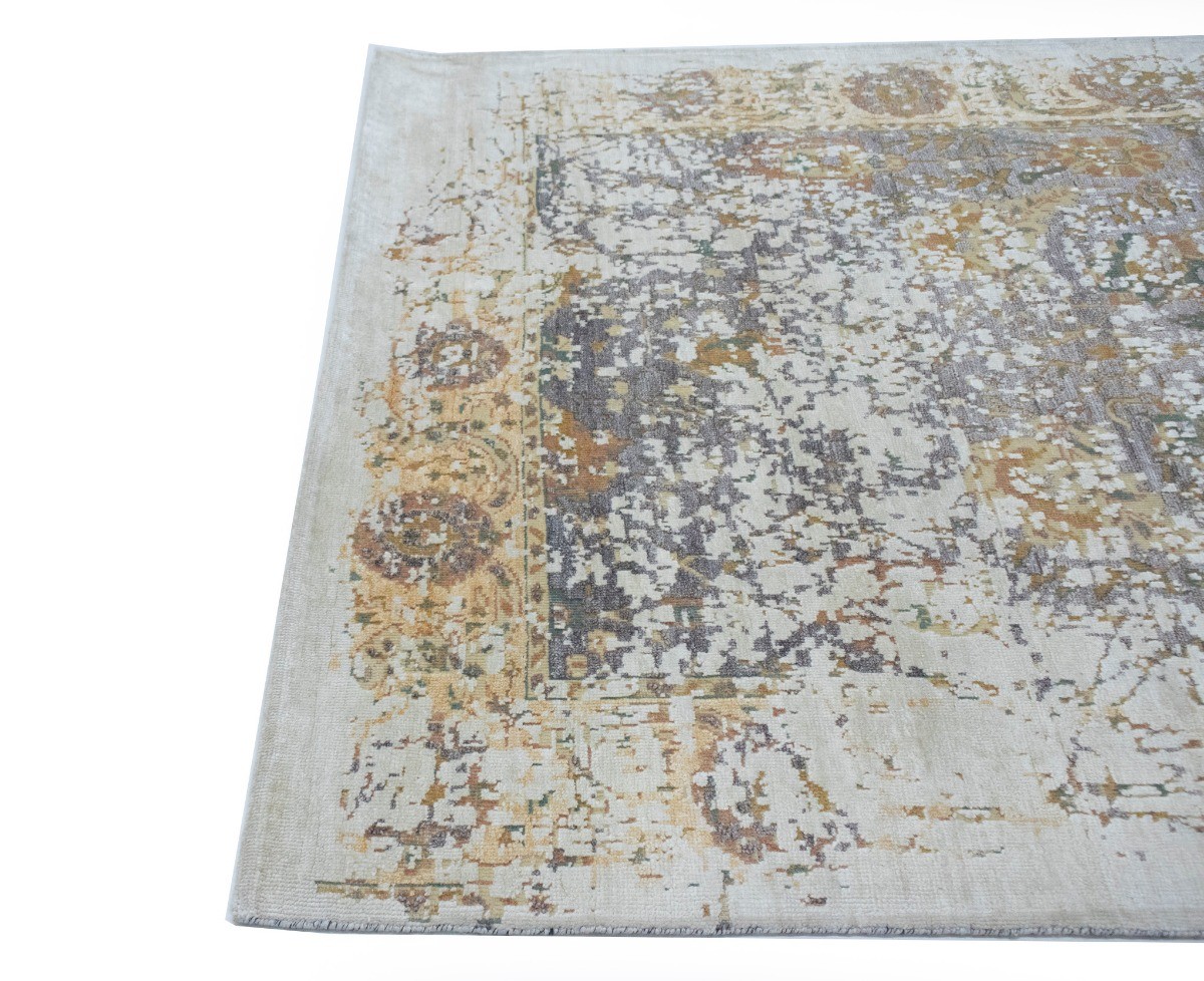5X8 Oriental Area Rug Muted Wool & Bamboo Silk Distressed Carpet Home Décor