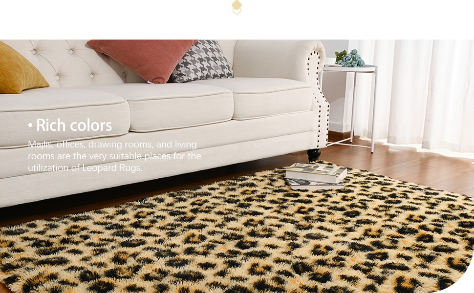 8×10 Fluffy Leopard Rug, 8 x 10 Feet Premium Cheetah Print Area Rugs, Soft Comfy