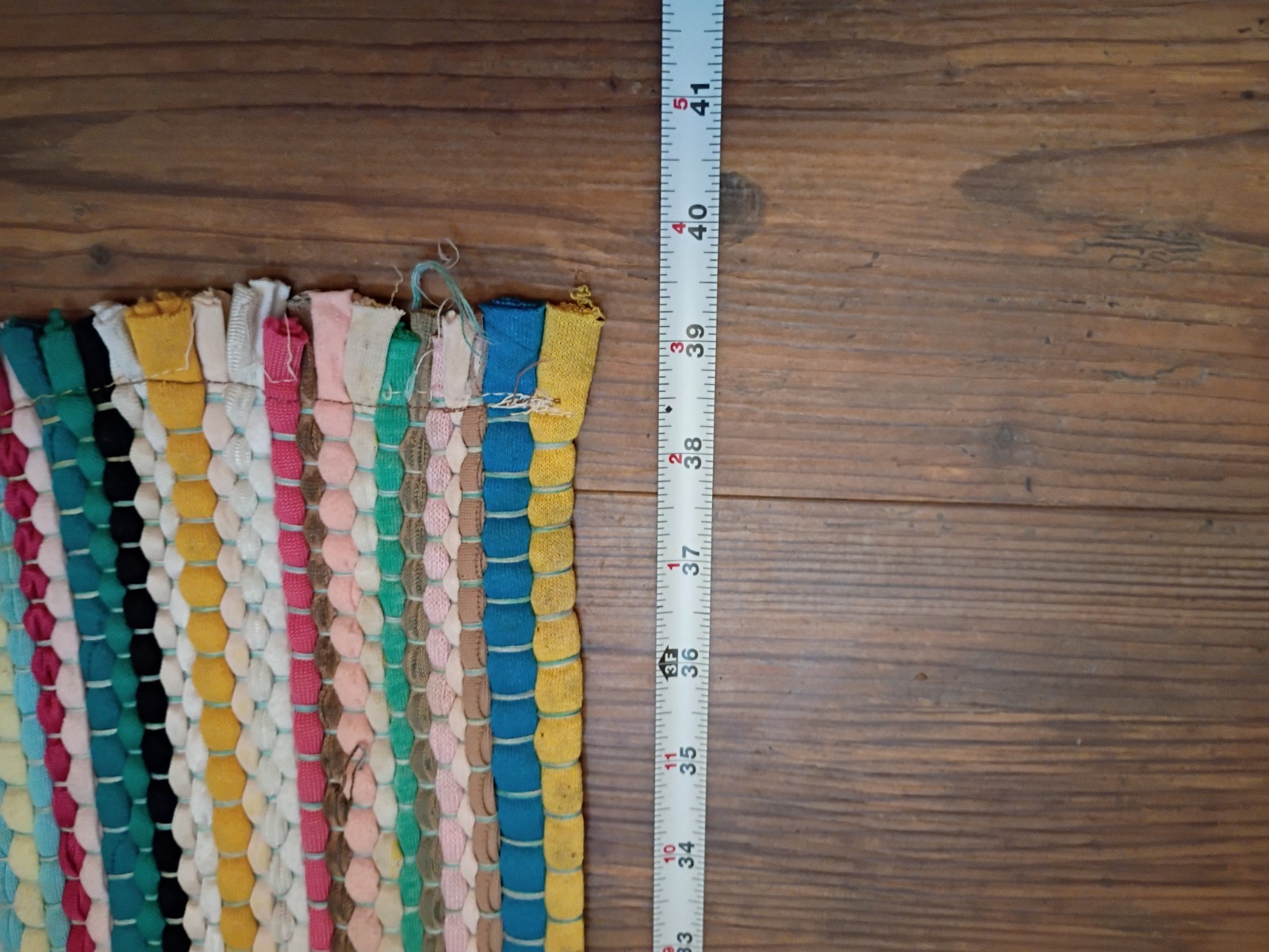 Vintage Rag Rug Door Mat Great Multi Varity Colors Retro Farmhouse 39 x 22-1/2