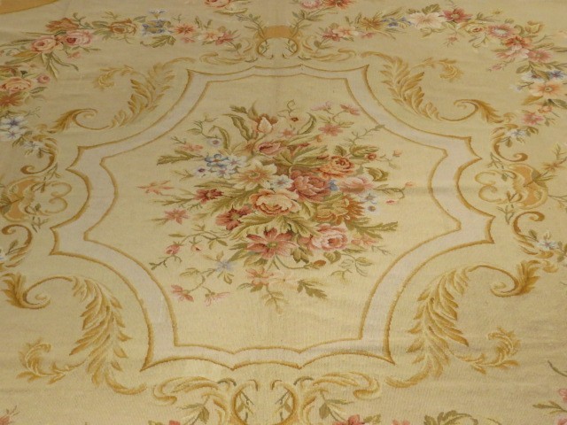 French Hand Woven Aubusson Design-Needlepoint Rug ,Size 9.00-12.00 100% Wool-
