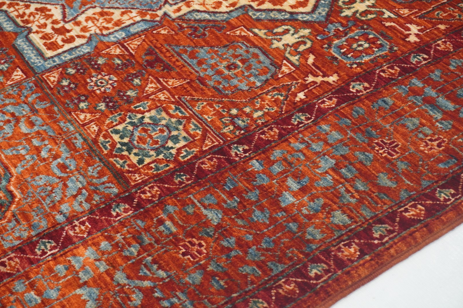 5×7 ft Red Mamluk Afghan Hand Knotted Wool Medallion Rug