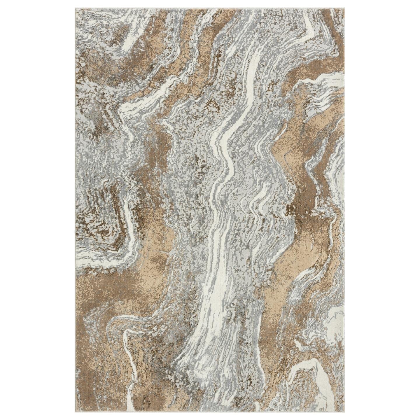 Marble Abstract Area Rug, Beige 6×9